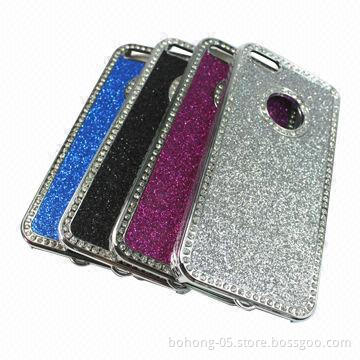 Cases for iPhone 5, Made of PC, Electroplated Diamond Paste Glitter PU